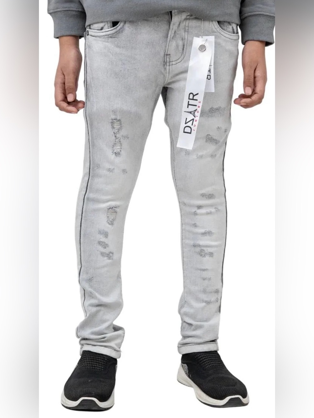 Tween Boys Light Gray Distressed Slim Jeans (Urbanwear)